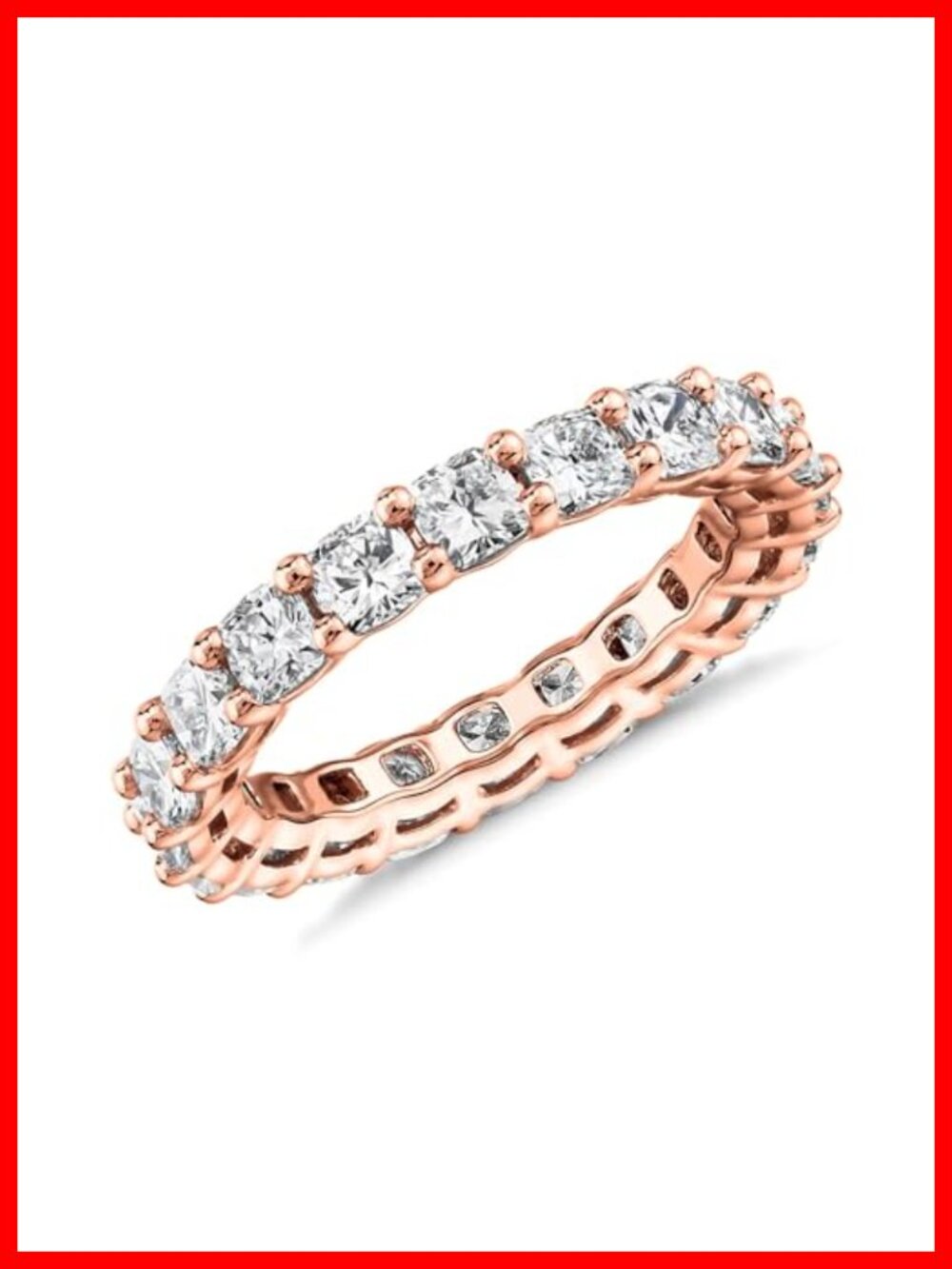 14K Gold Plated Eternity Ring Square CZ Stackable Wedding Band